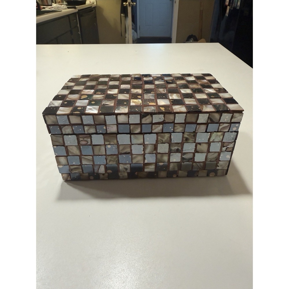 Beautiful Handmade & Applied Multicolor Mosaic Glass Tiles Wood Box lined